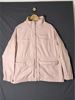 Old Navy Utility Jacket XL Pink Zip Front Drawstring Waist Pockets